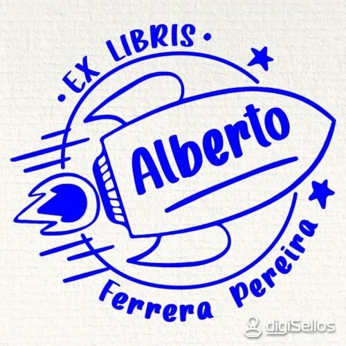 Ex libris stamp rocket