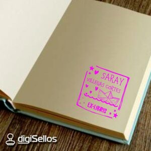 Book, boat and paper stamp
