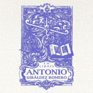ex libris stamp featuring scales